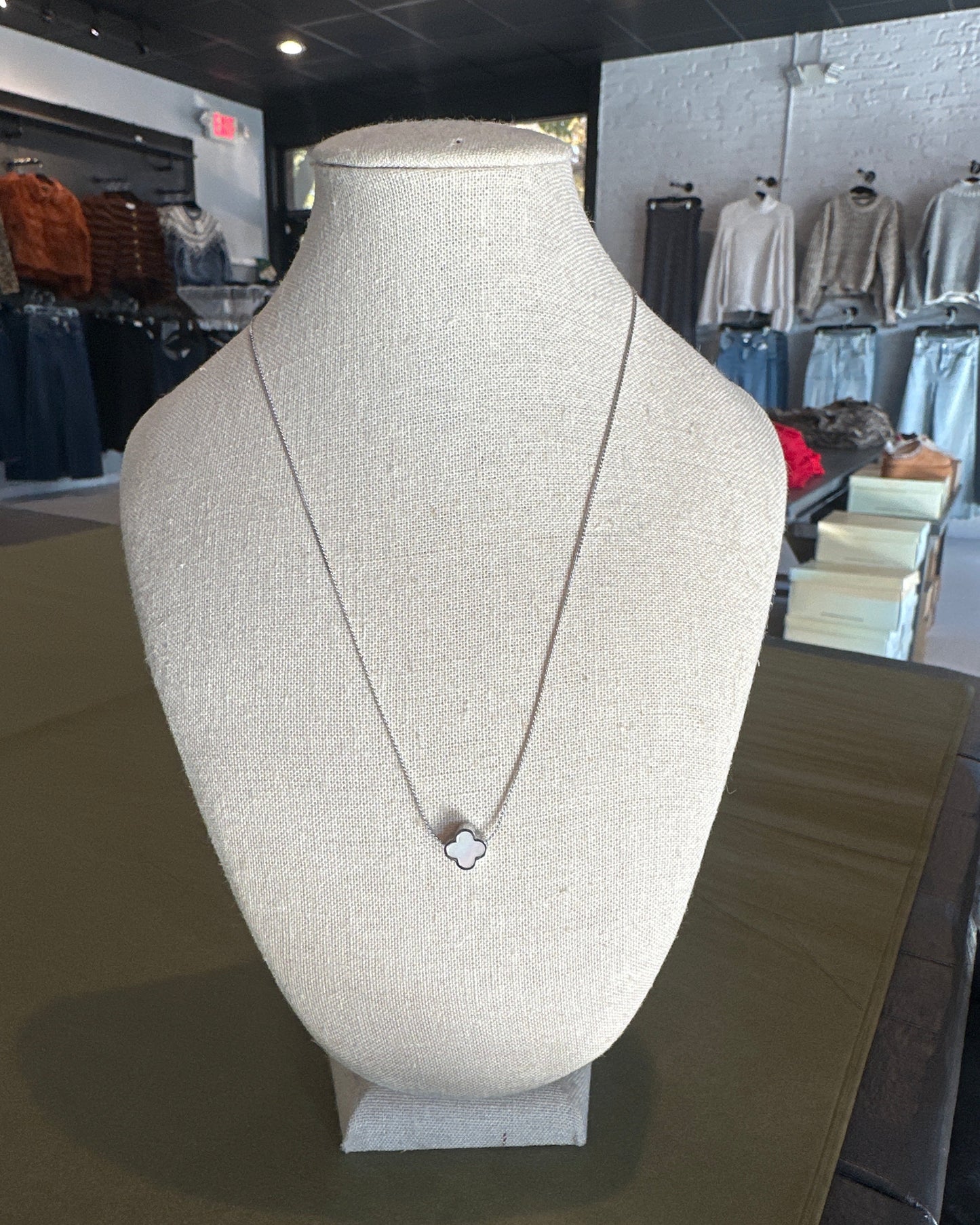 Silver Clover Pendant Necklace