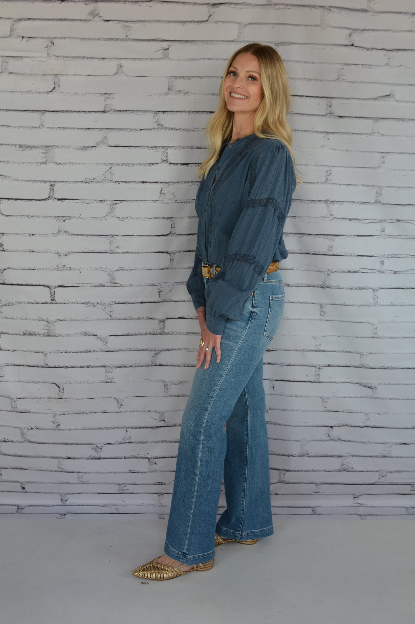 Alberta Long Sleeve Blouse Vintage Indigo