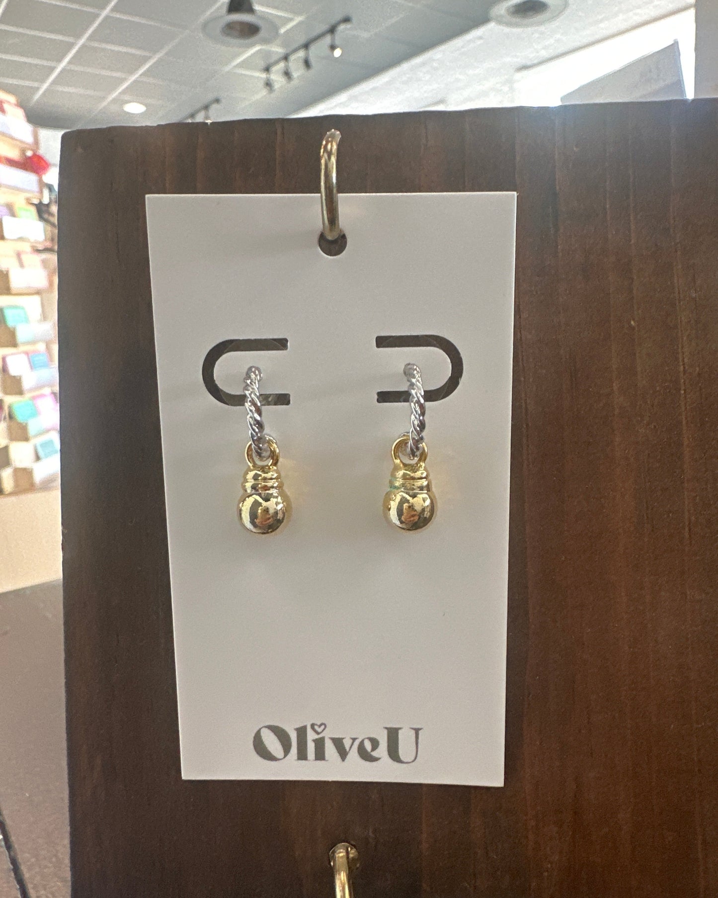 Silver Hoops with Gold Pendant Earrings