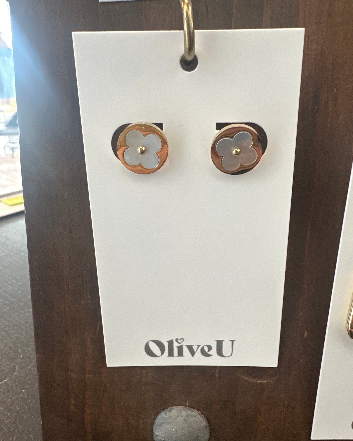 Gold Pearl Clover Earrings