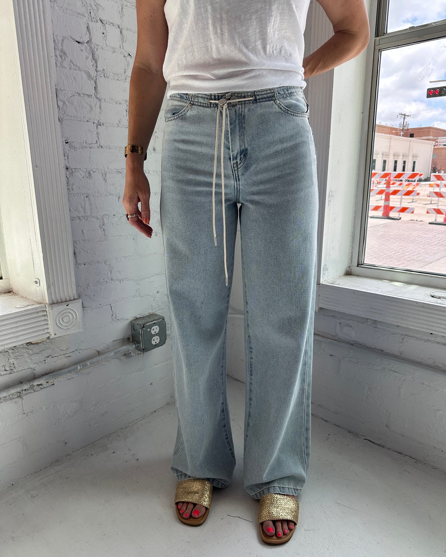 Jade Drawstring Wide Leg Jean