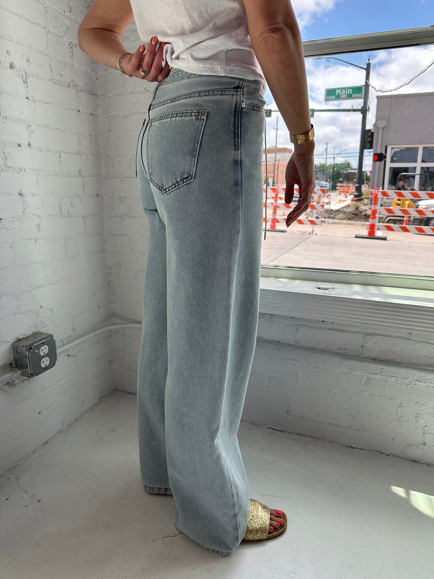 Jade Drawstring Wide Leg Jean