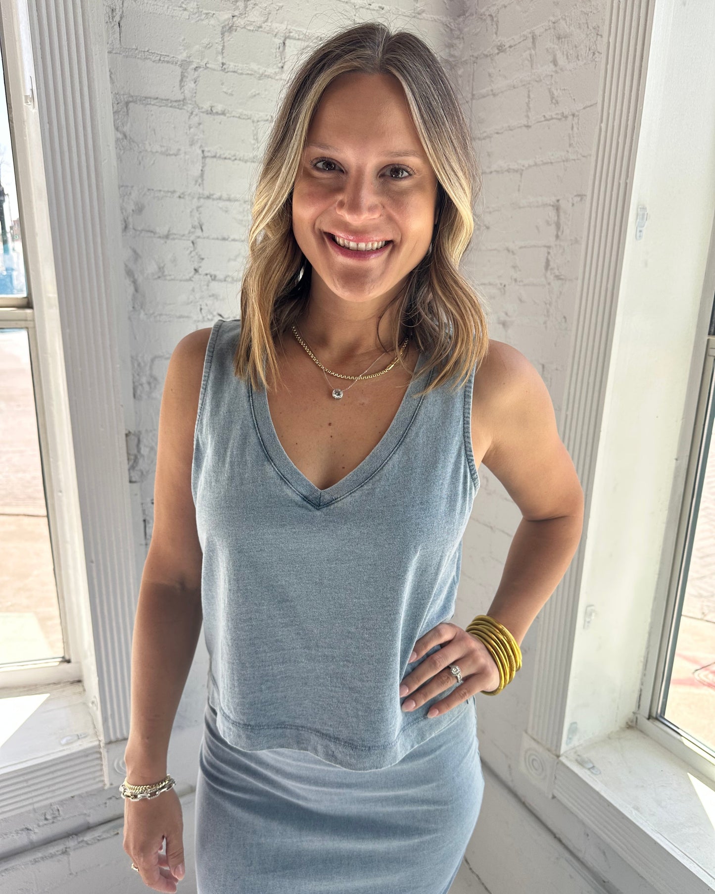Sloane V-Neck Denim Tank