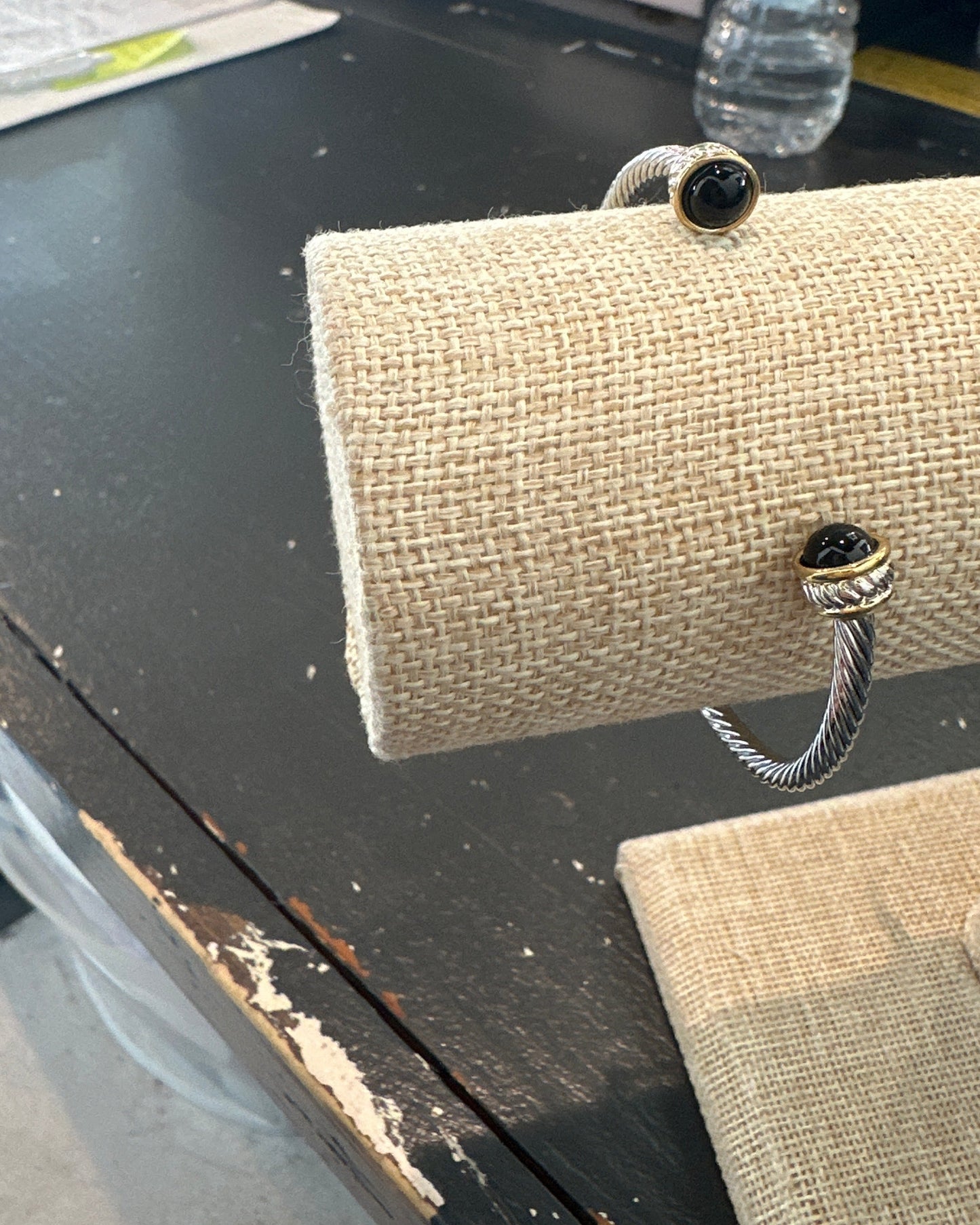 Mini Silver cuff with Black Stone