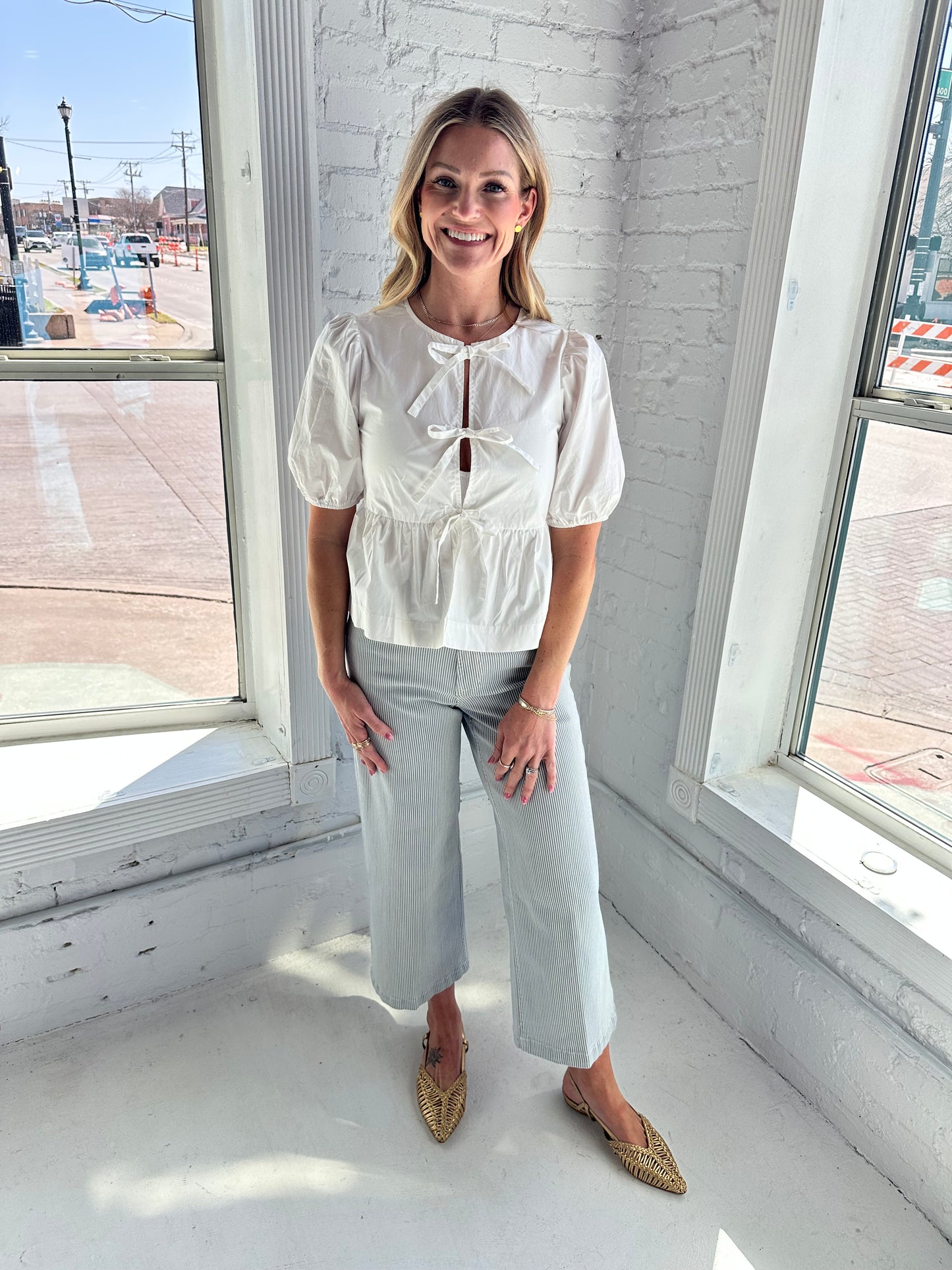 Audrey Wide Leg Railroad Grey