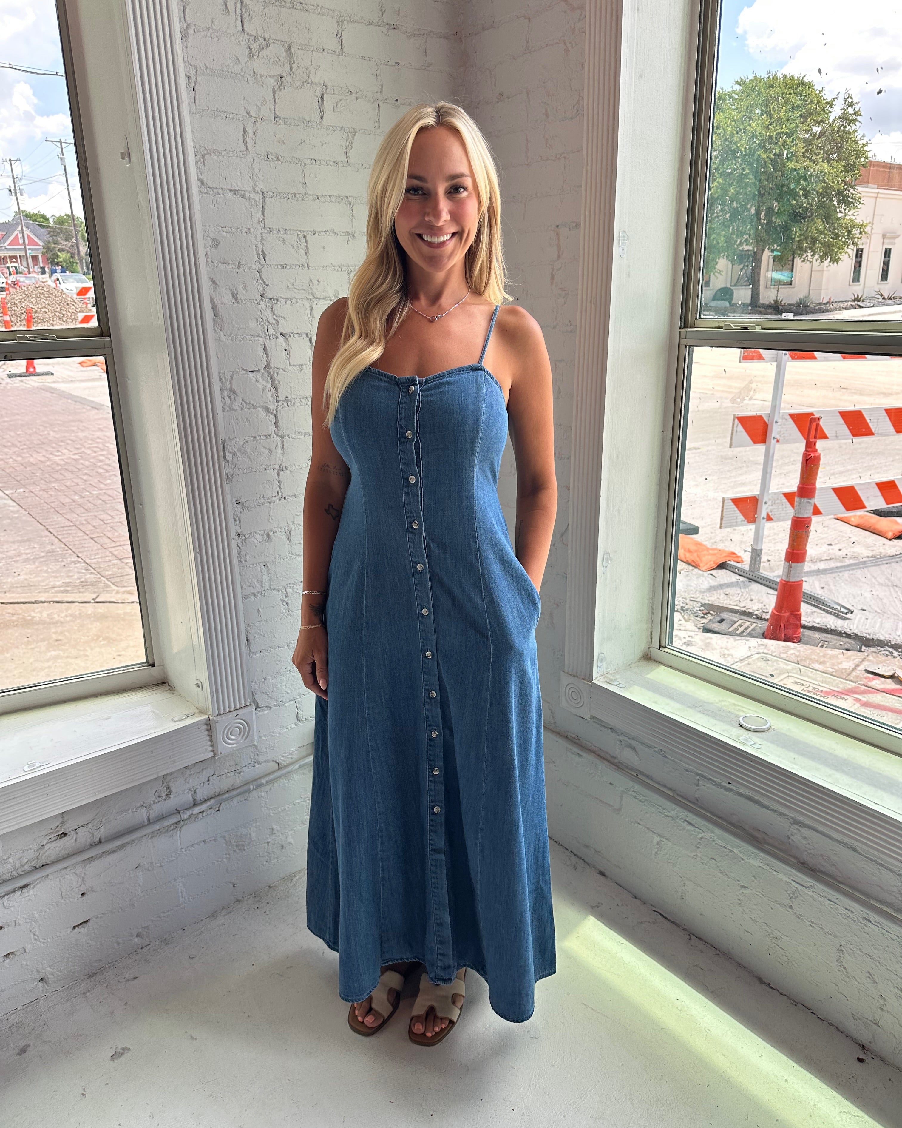 angel eyes denim midi dress Angel Eyes Denim Midi Dress