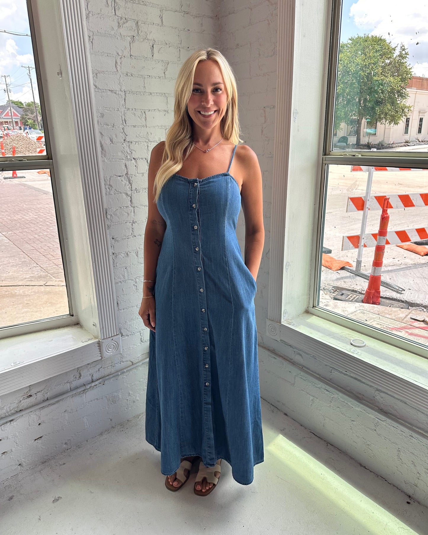 Angel Eyes Denim Midi Dress