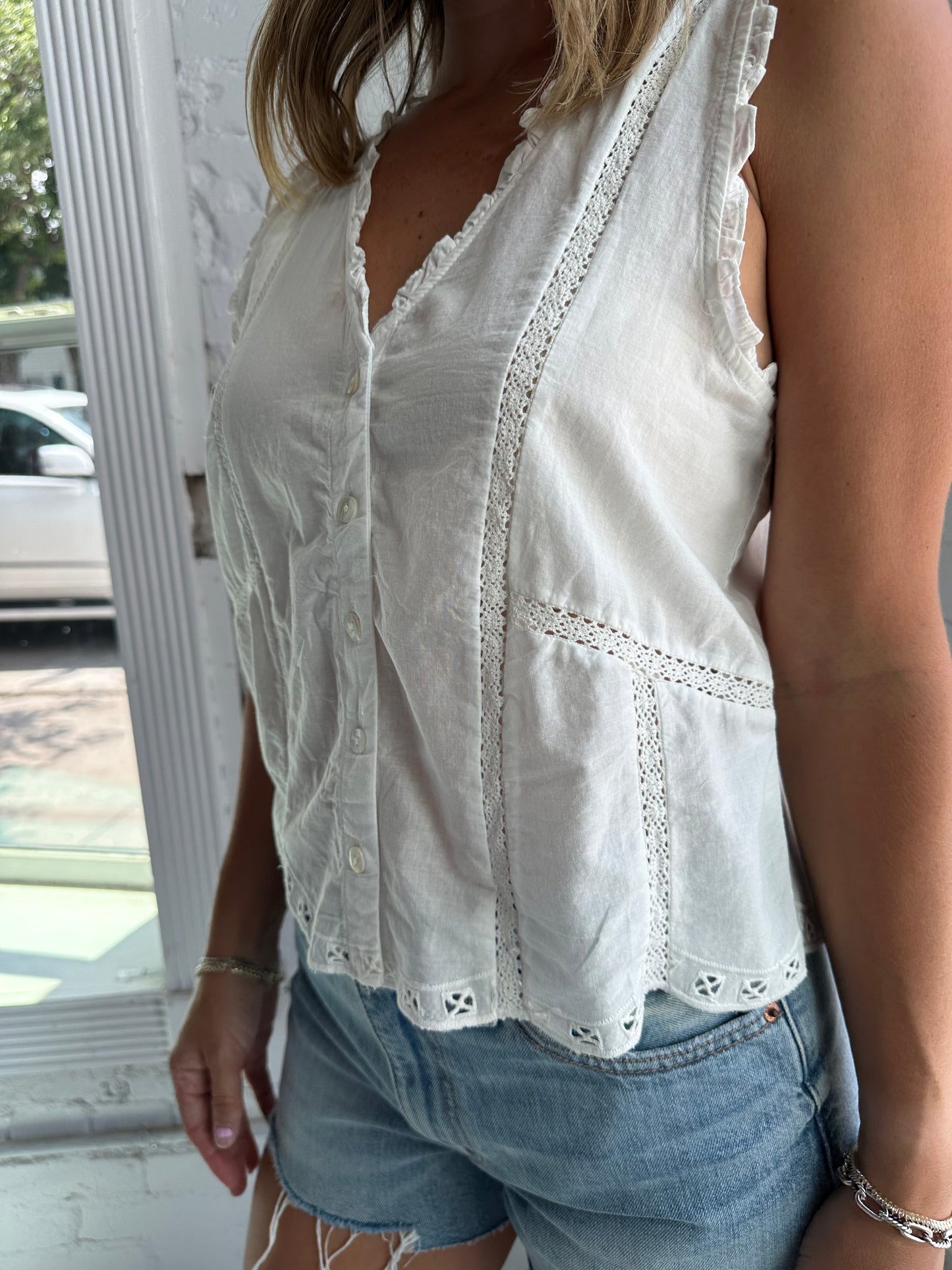 Tomi Embroidered Cotton Tank