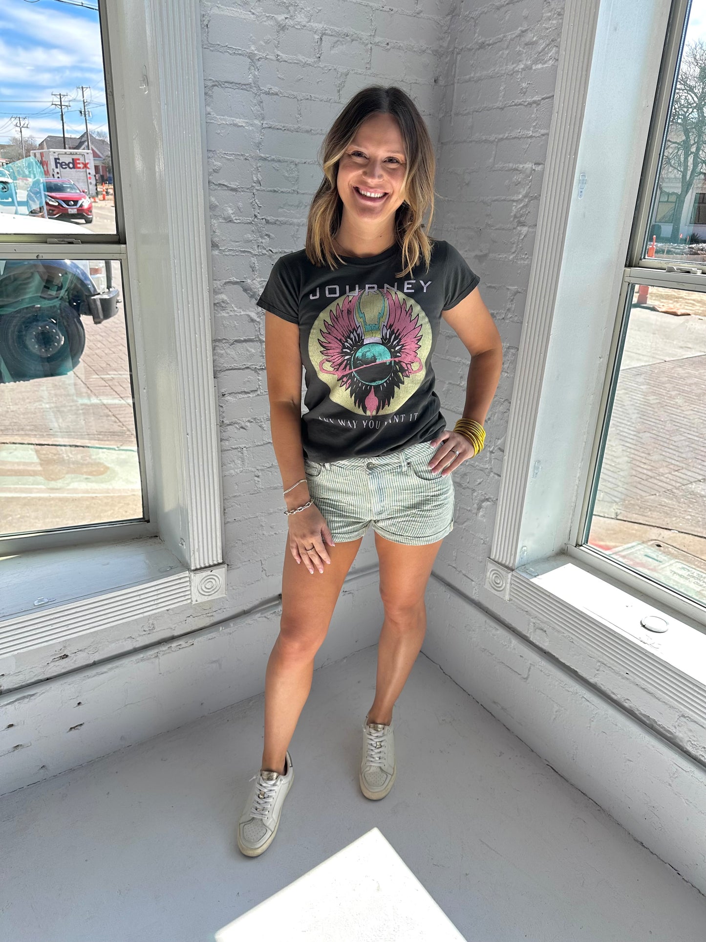 Striped Star Denim Short