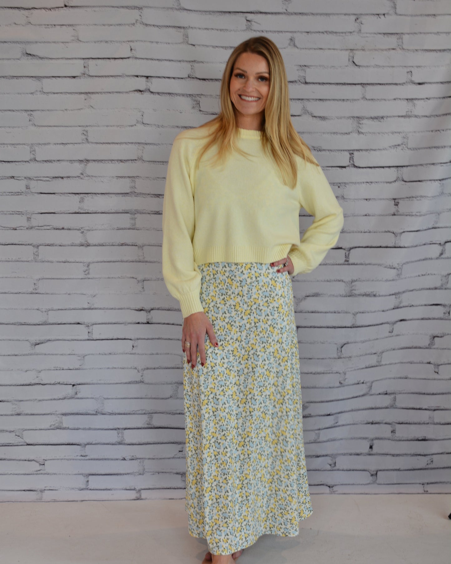 Faya Idra Ditsy Maxi Dress Cloud