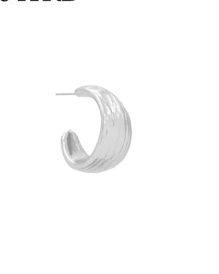 Silver Textured Hoop Earring