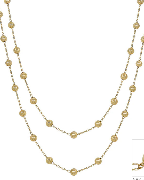 Gold Chain Layered Bead Necklace