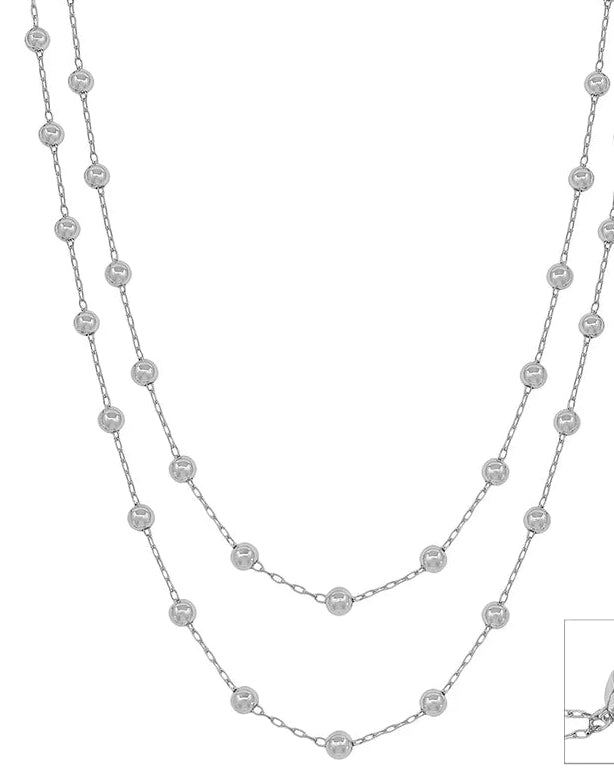 Silver Chain Beaded Layered Necklace
