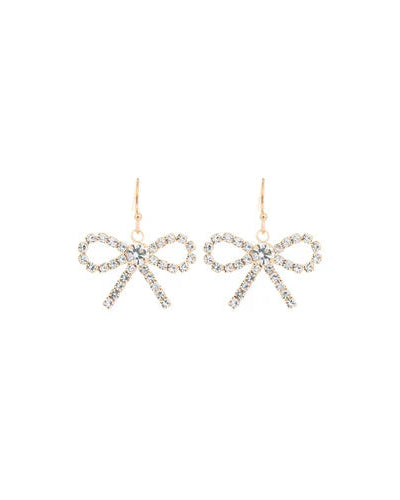 Gold Rhinestone Bow Earrings