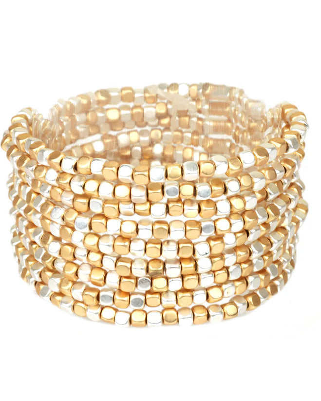 Gold and Silver Small Nugget Bracelet Set