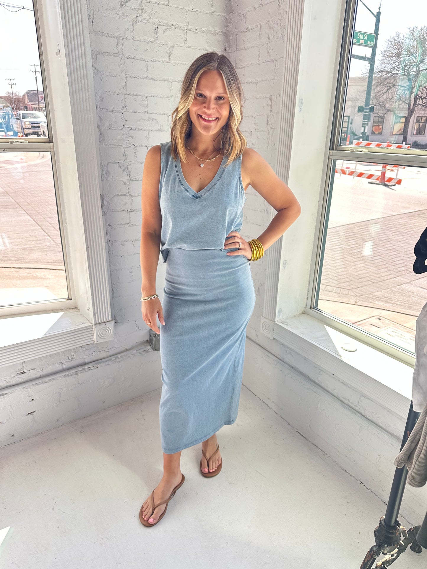 Sloane V-Neck Denim Tank