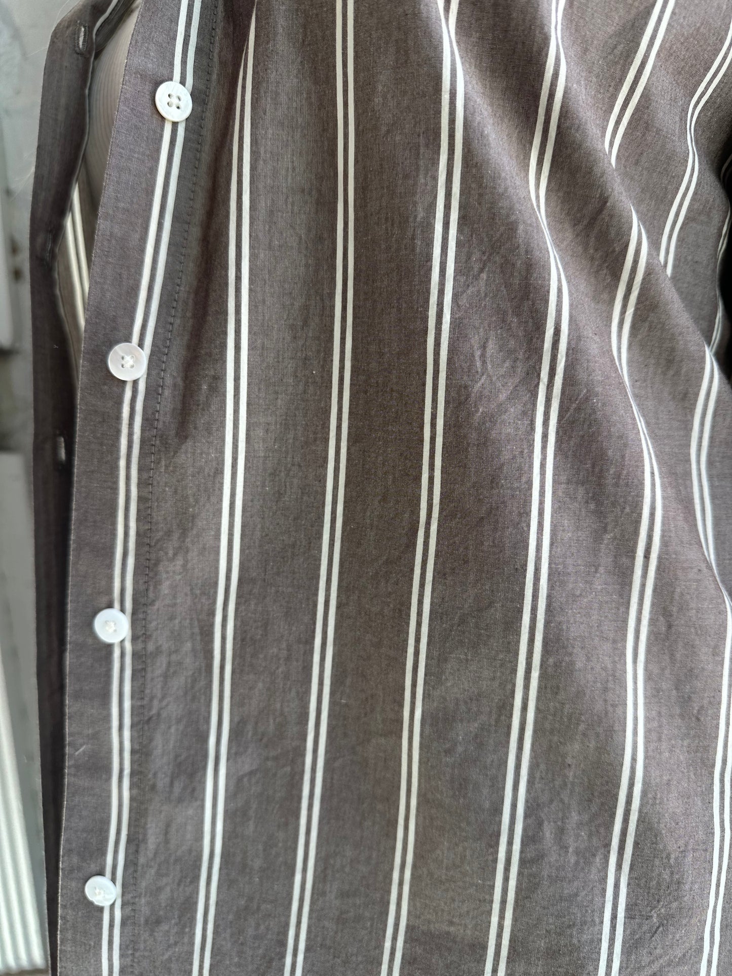 Seaport Striped Poplin Shirt Sandalwood