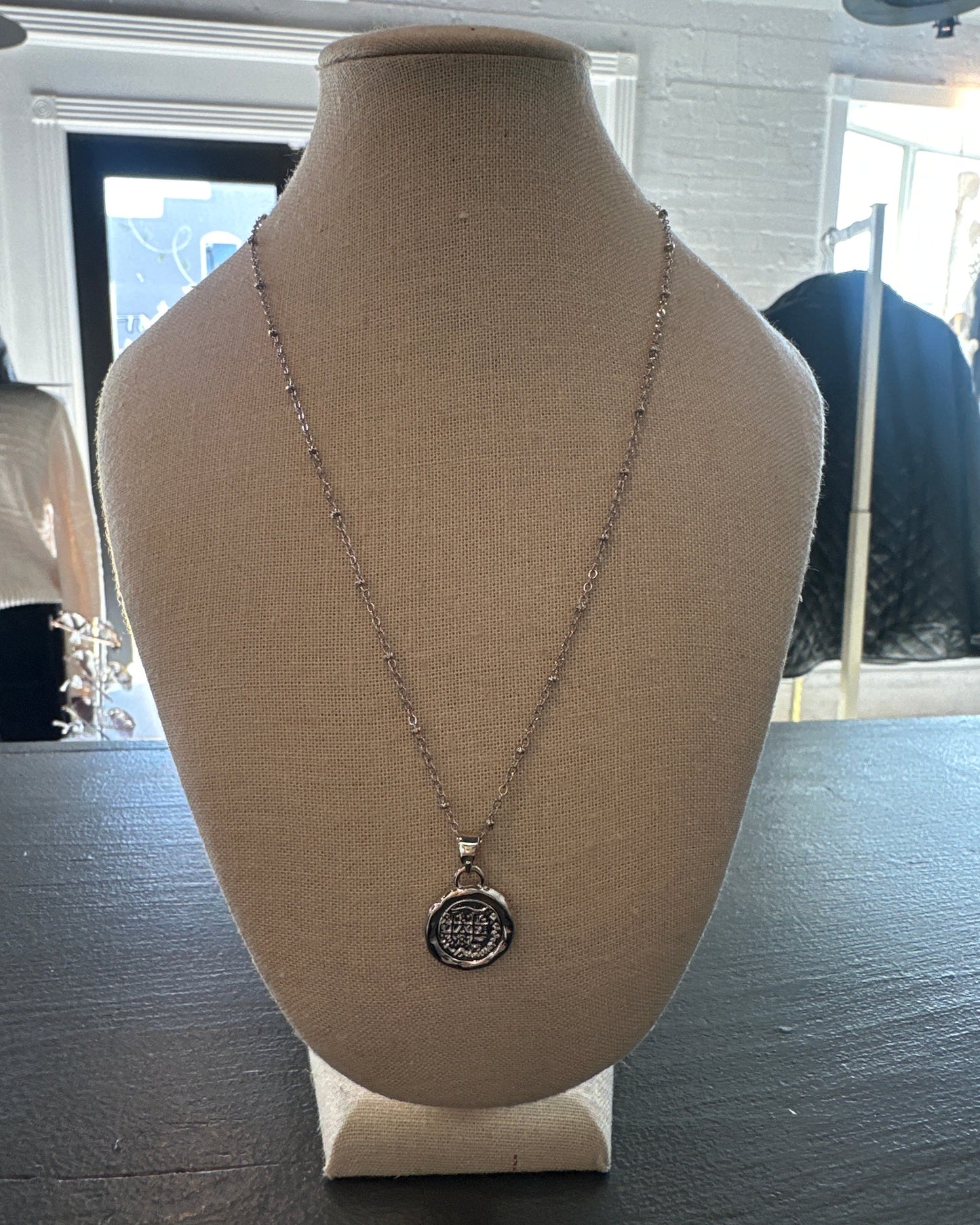 Silver Round Charm Necklace