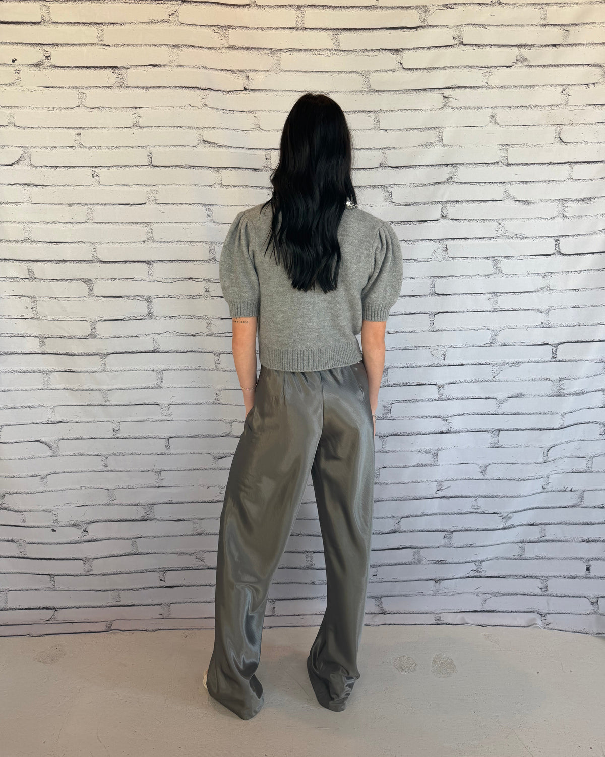Cece Embellished Top Gray