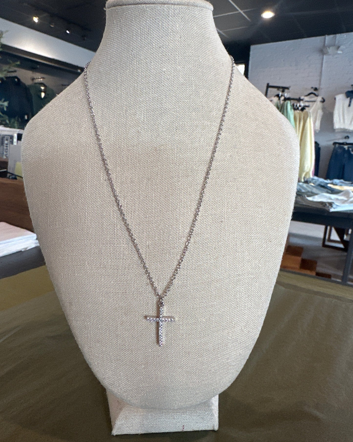 16" Silver Cross Necklace