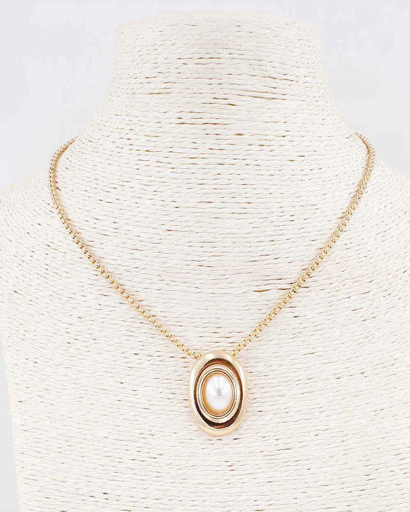 Gold Chain with Gold and Pearl Charm 16"-18" Necklace