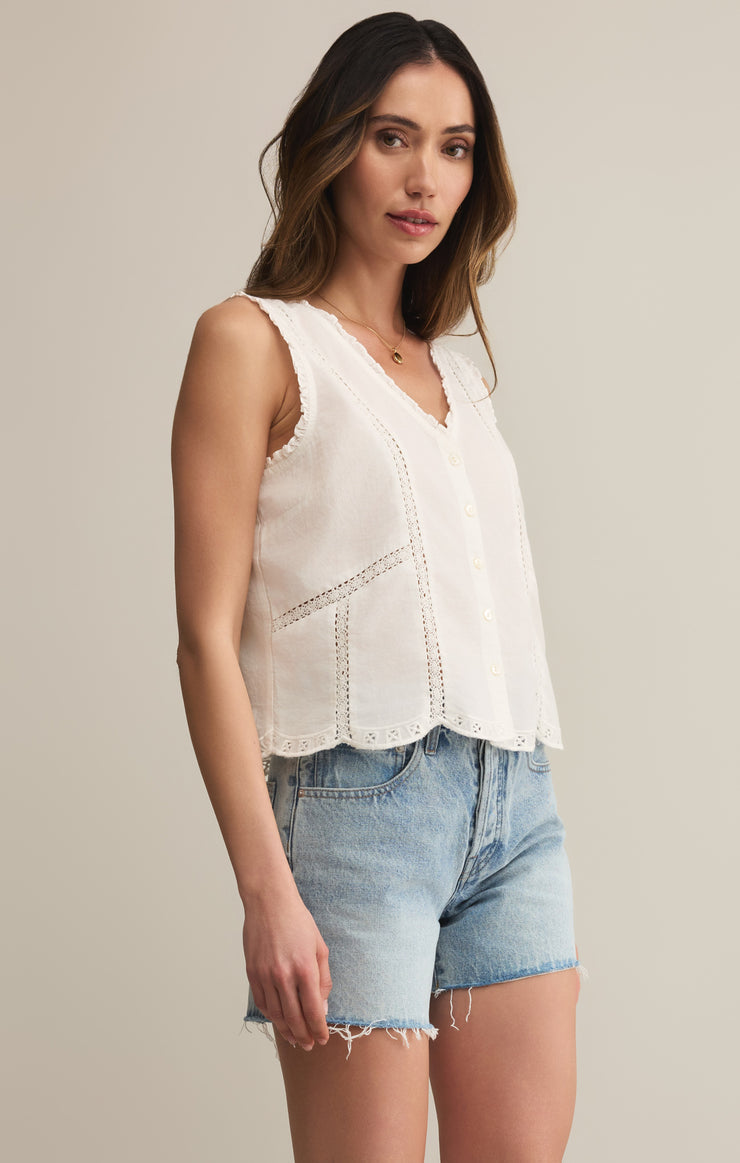 Tomi Embroidered Cotton Tank