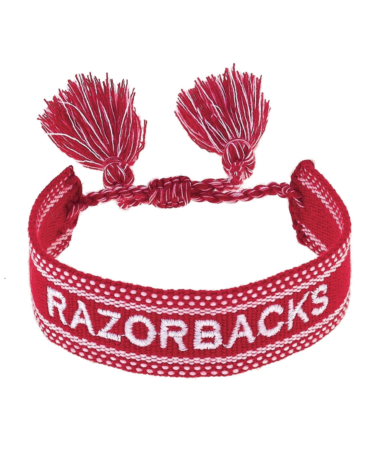 Arkansas Razorbacks Woven Tassel Bracelet