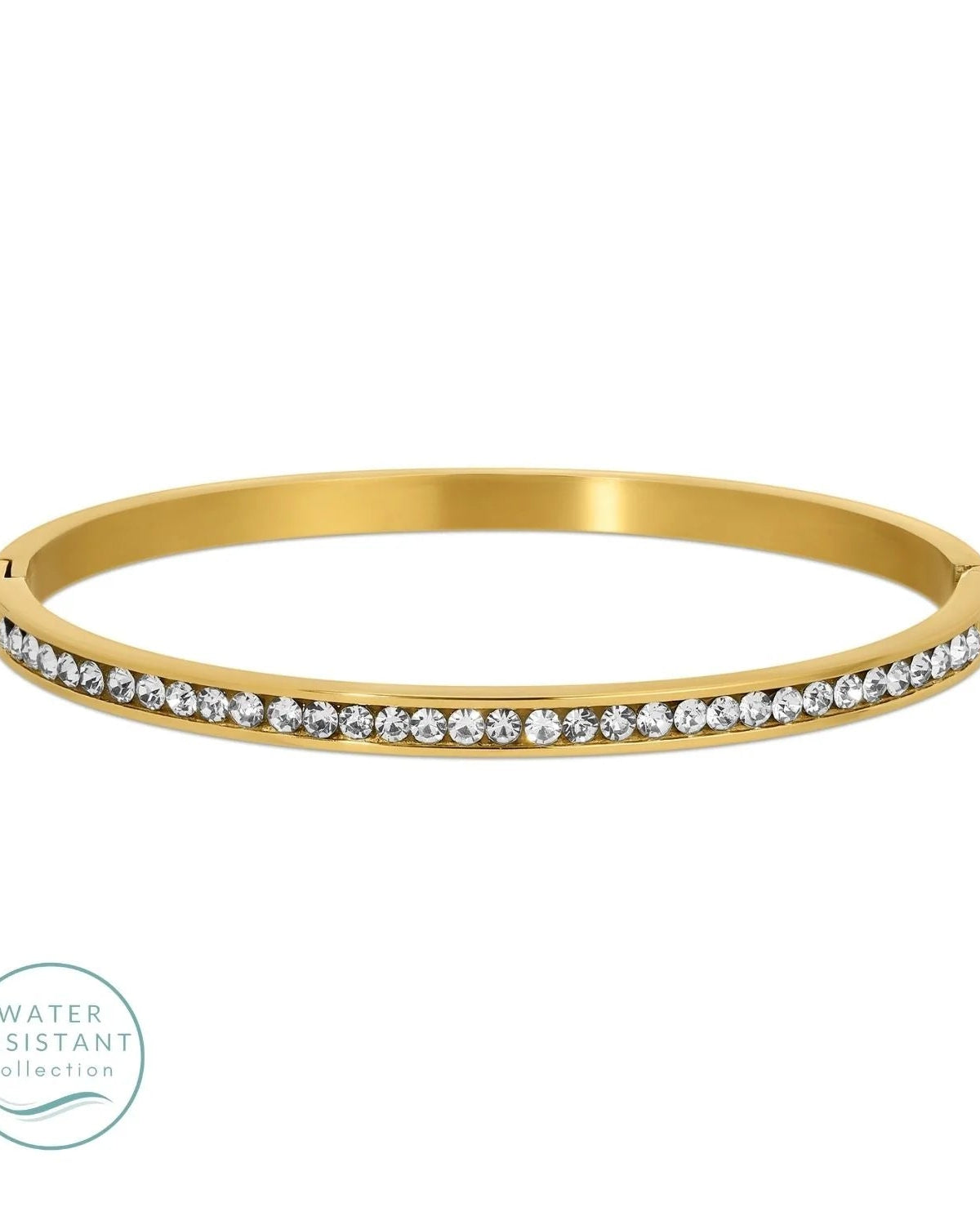 Hinged Bangle with Cubic Zirconia Gold