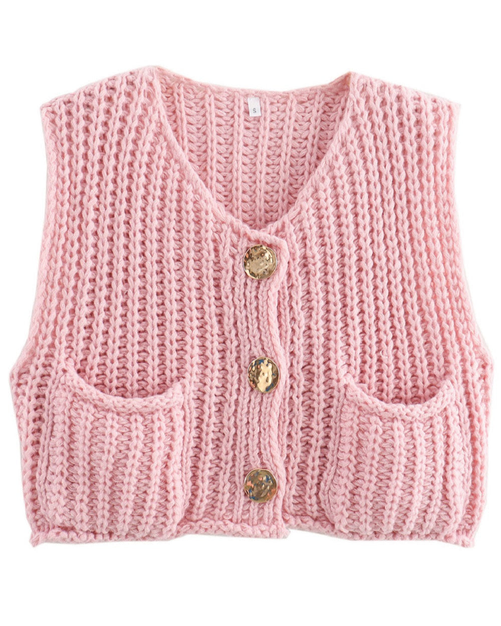 Chunky Knit Button-Up Vest