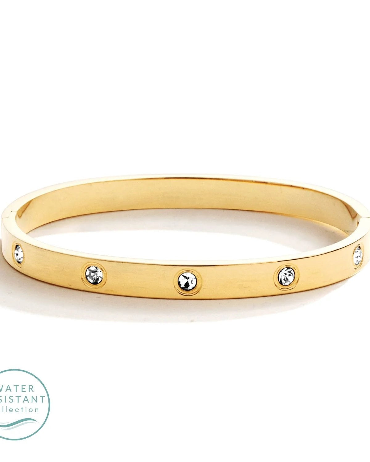 Sparkle Hinged Bracelet Water Resistant Gold