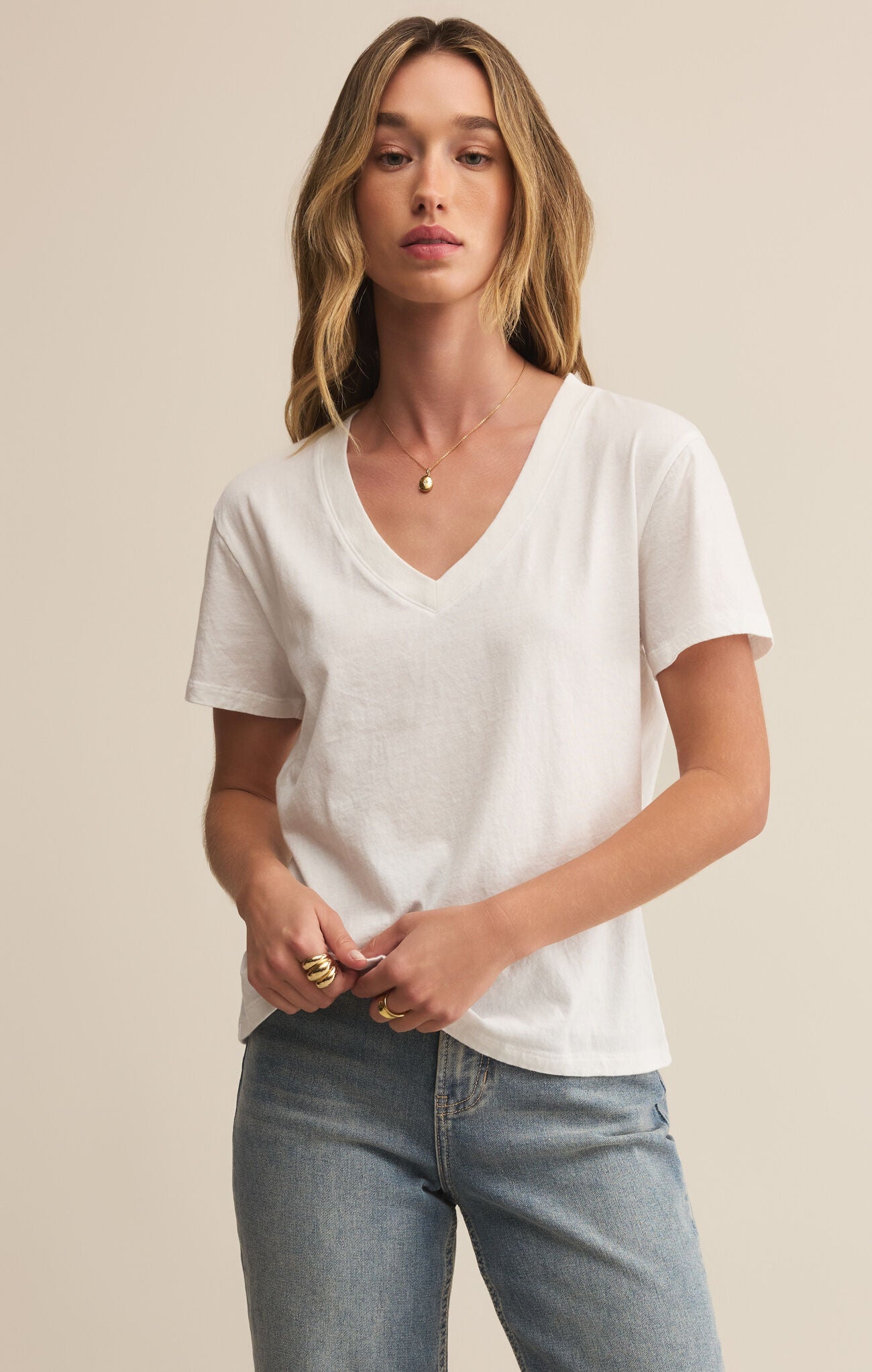 Weekdays V-Neck Tee White
