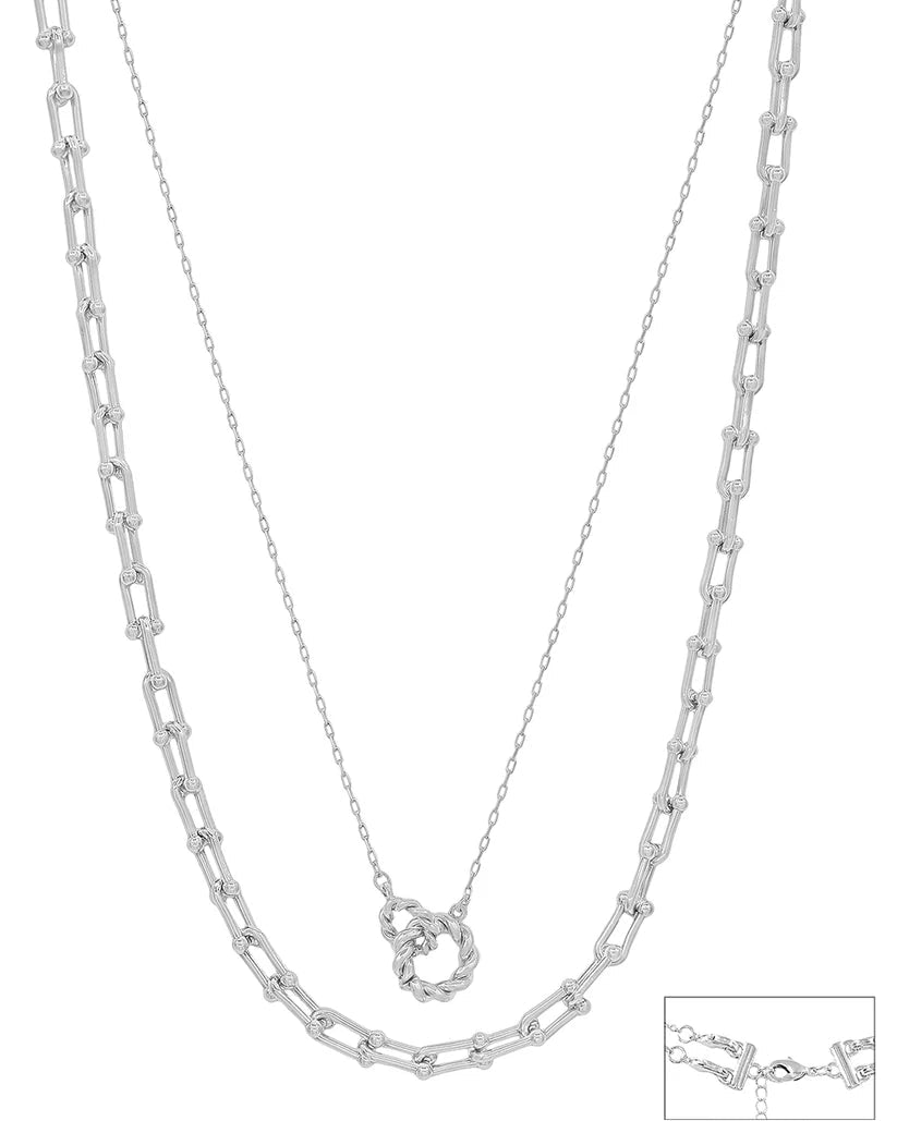Water Resistant Silver 2 Layer Multi way Tiffany Chain 16"-18" Necklace
