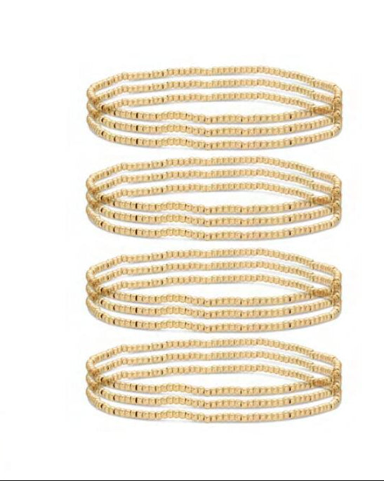 Stretch Bead Bracelet 2mm Gold