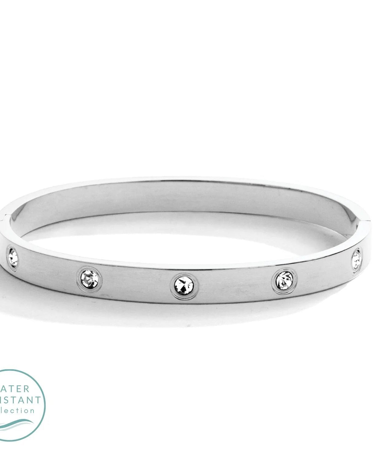 Sparkle Hinged Bracelet Water Resistant Silver