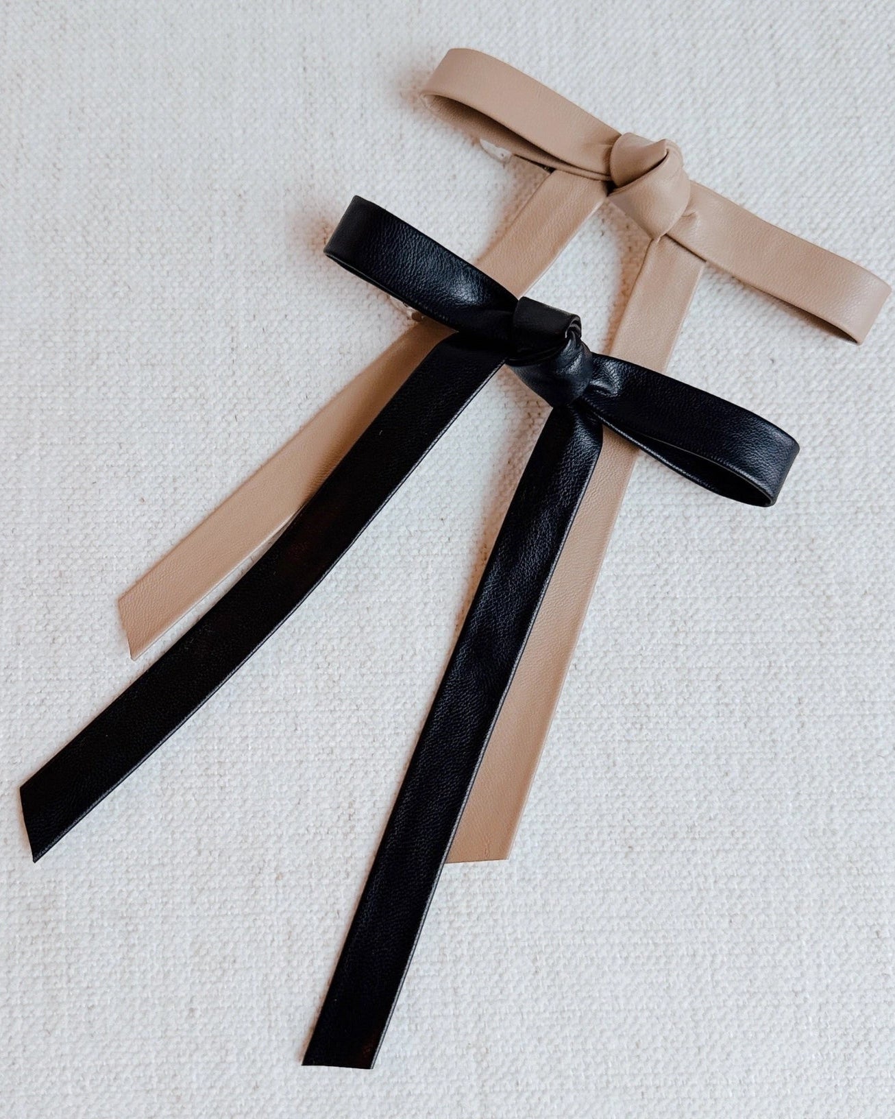 Preppy Structured Bow Hair Clip Black/Taupe
