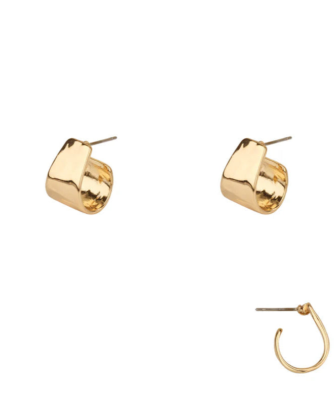 Gold Wide Curved Hoop Earring