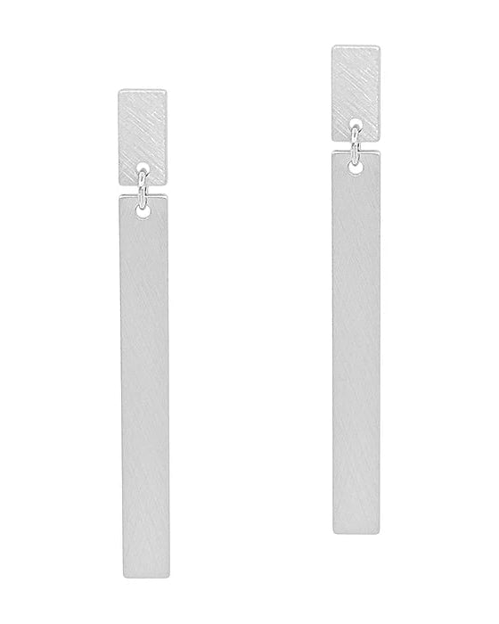 Matt Silver Drop Earrings