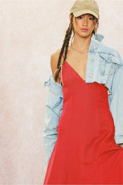 Scarlet Linen Maxi Dress