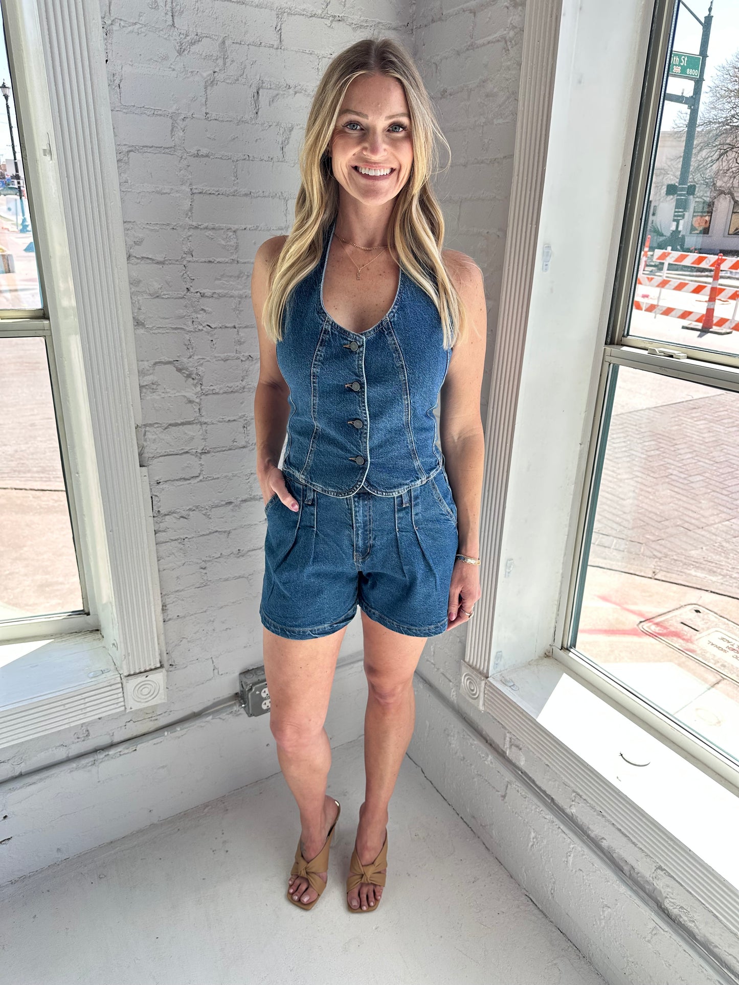 Denim Halter Vest