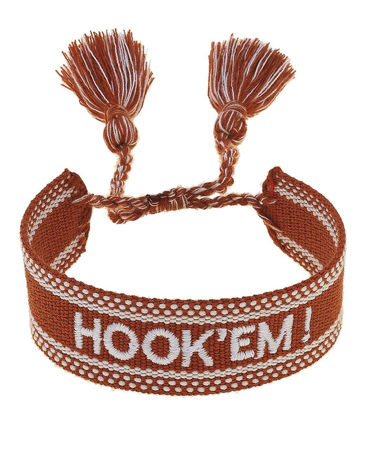Texas Longhorns Woven Tassel Bracelet in Burnt Orange