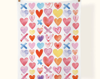 Extra Hearts 100% Cotton Tea Towel