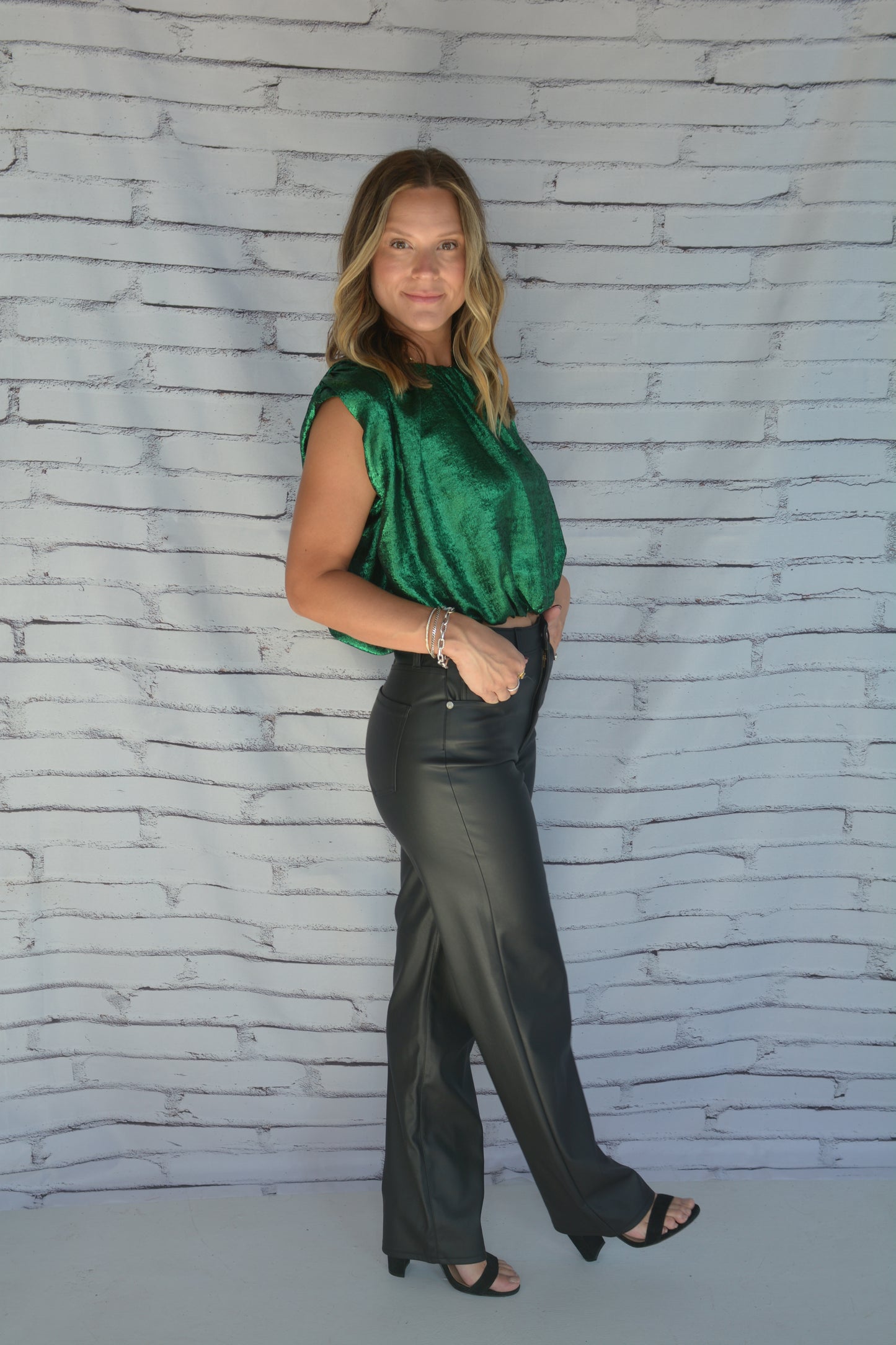 Missy Sparkle Green Bubble Top