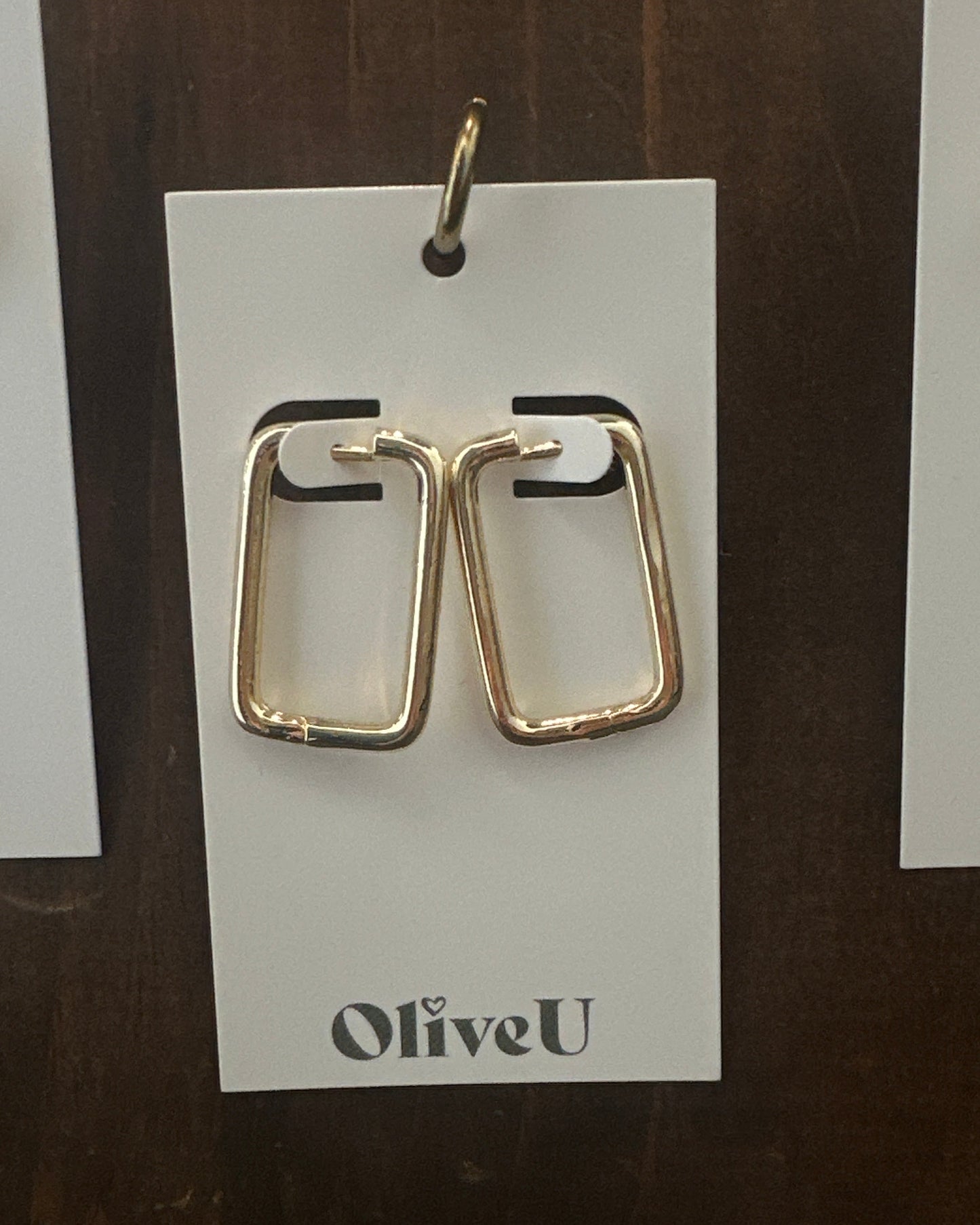 Large Gold Rectangle Earrings