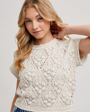 Knit Sweater Short Sleeved Pullover