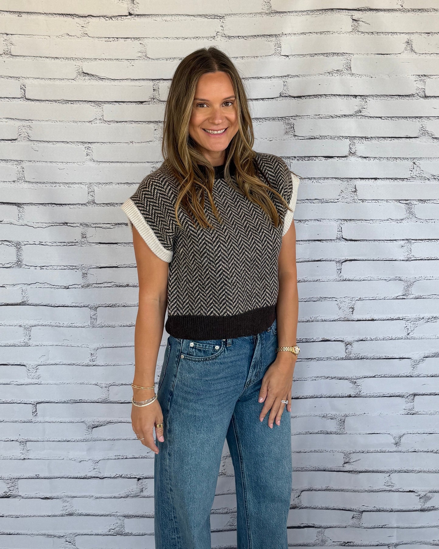 Herringbone Sweater Vest Chocolate