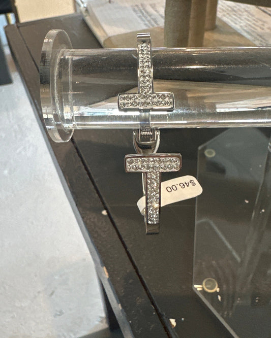 T Bracelet silver with rhinestones