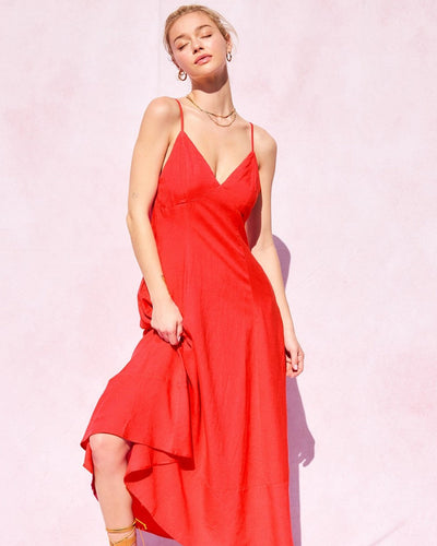 Scarlet Linen Maxi Dress