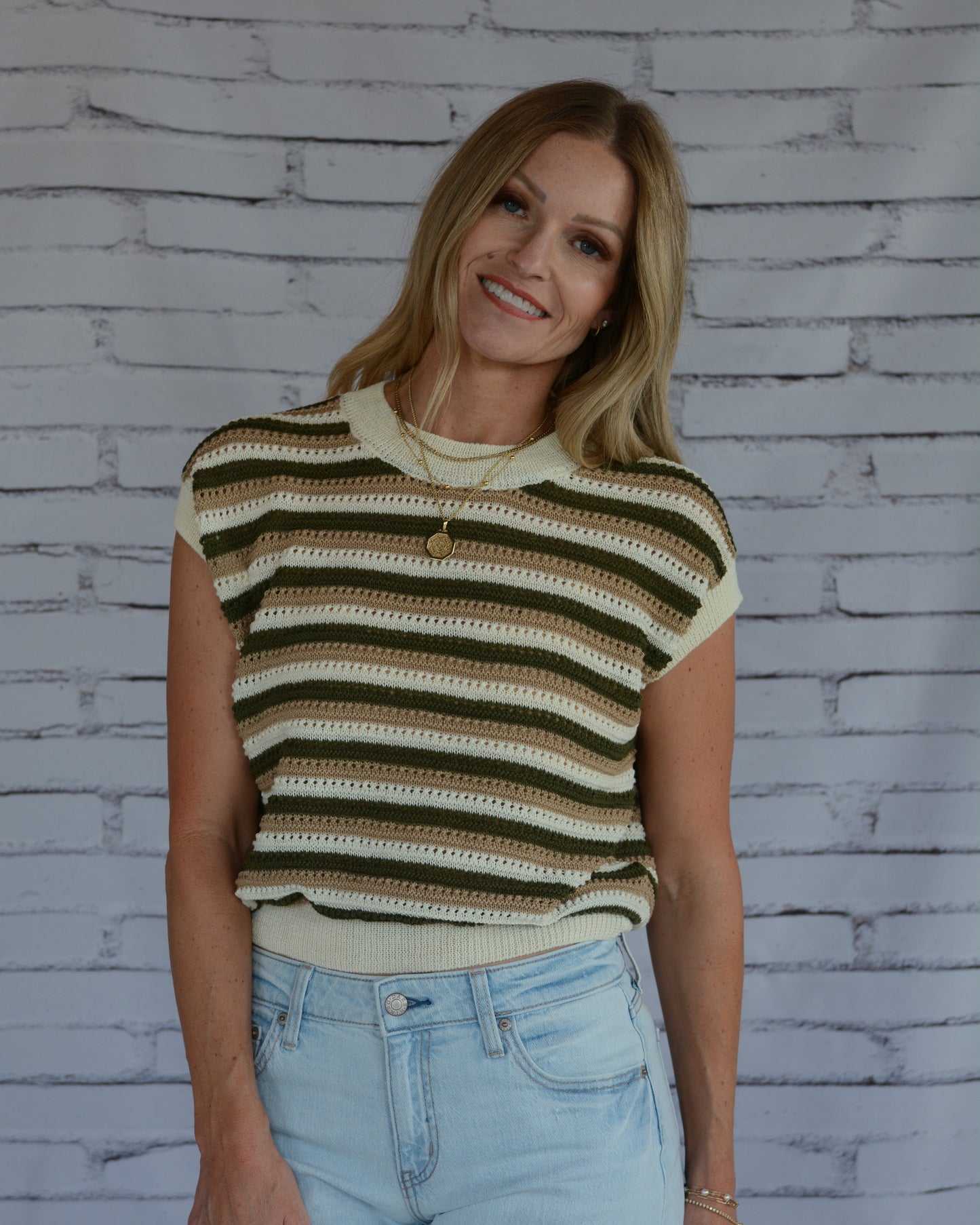 Dover Stripe Sweater Olive