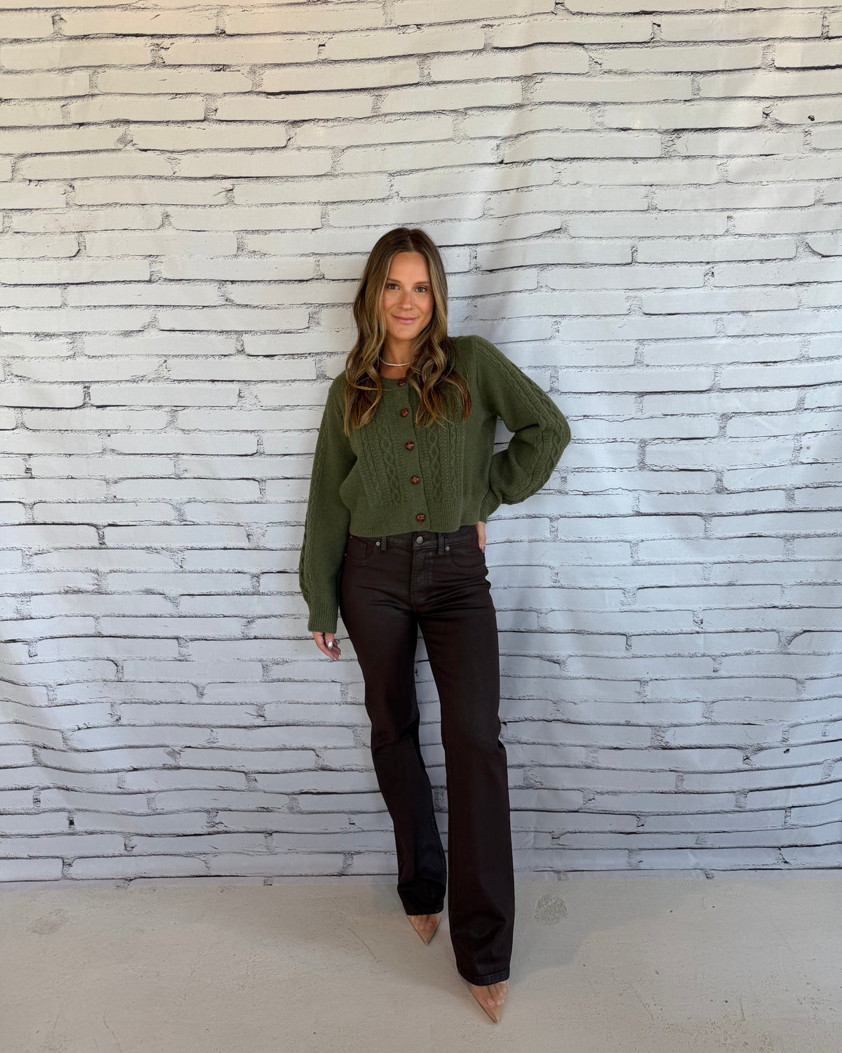 Vivienne Cable Knit Sweater Green