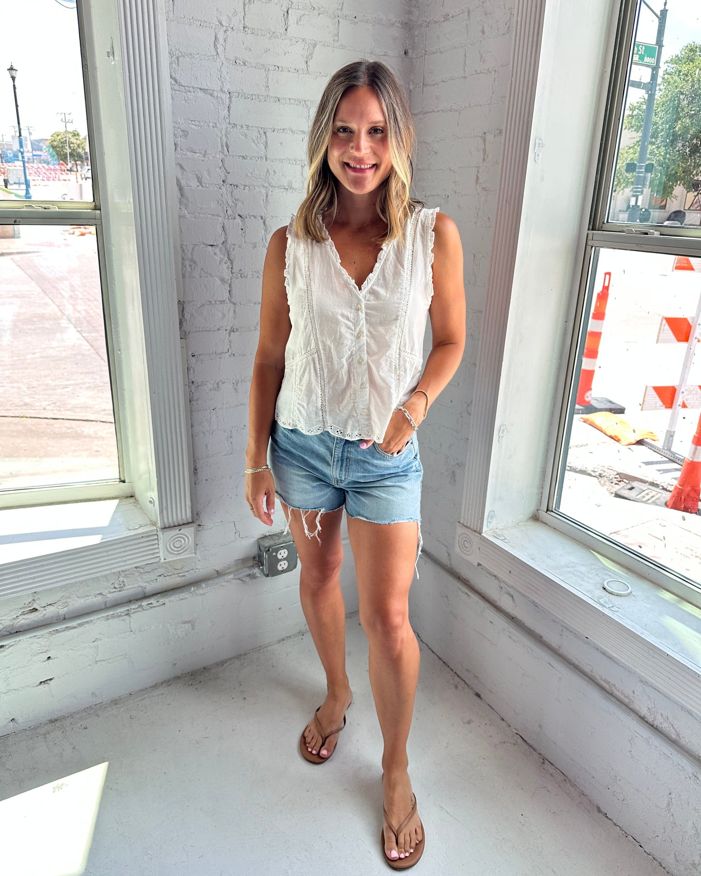 Tomi Embroidered Cotton Tank